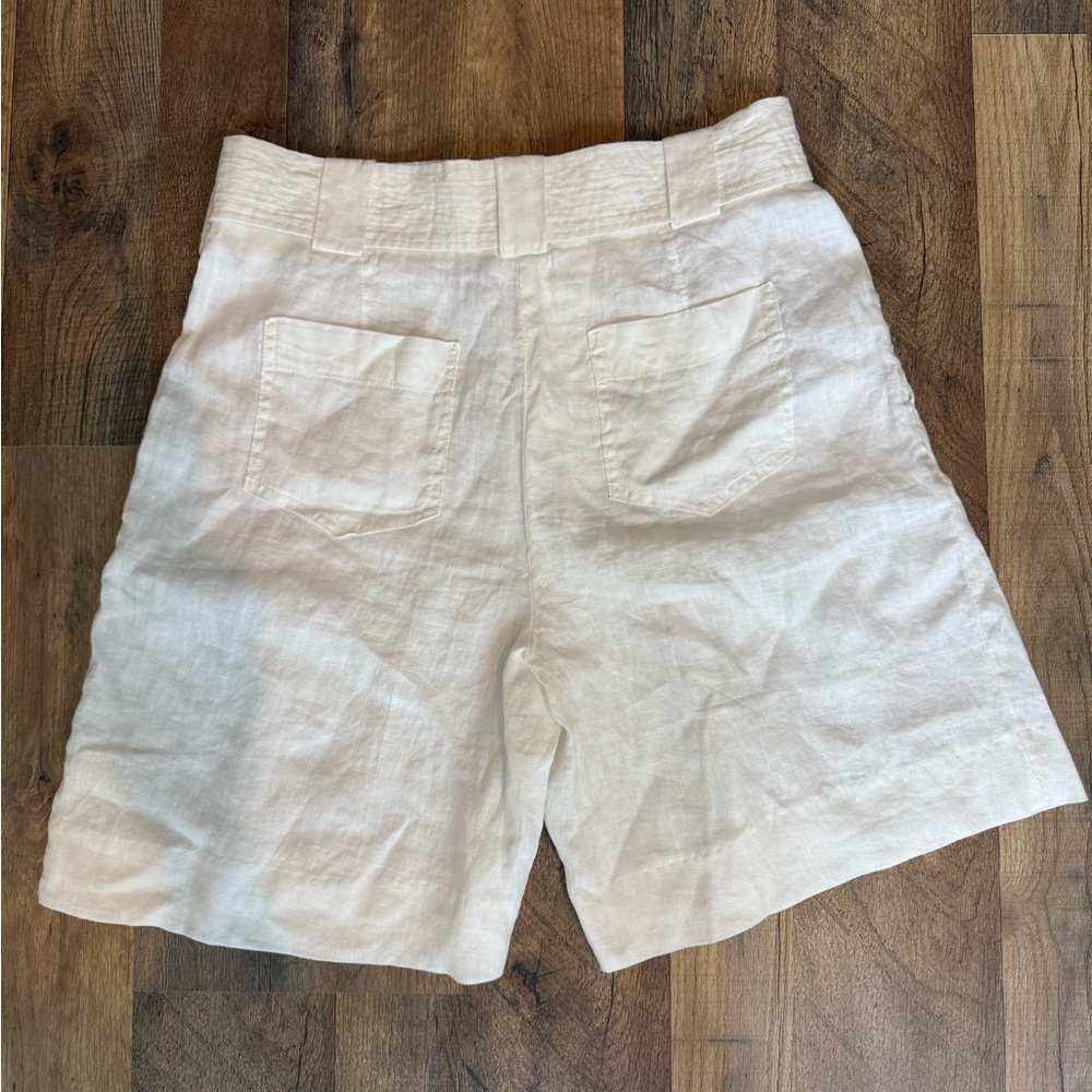 MNG Mango 100% Linen Belted
Bermuda Shorts in White sz 4 - Picture 2 of 8